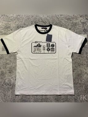 Louis Vuitton White Interstate Road Graphic Ringer T-Shirt